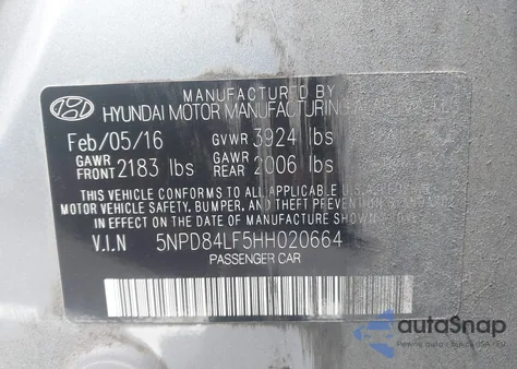2017 Hyundai Elantra Limited from USA, damaged, VIN 5NPD84LF5HH020664